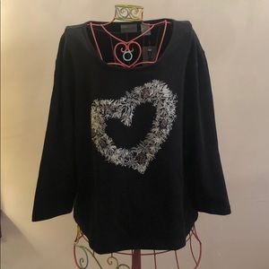 Chico’s Winter Pinecone Heart T-Shirt Long Sleeve